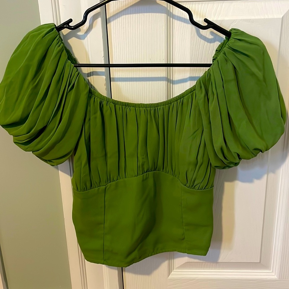 Green Abercrombie Puff Sleeve Blouse Size M